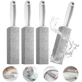 Pómez Limpiadores de Inodoros 4 PCS - Benanei Piedra Pómez de Limpieza para Baño con Mango Largo Antideslizante - Elimina Cal, Sarro, Óxido y Manchas de Agua Dura en Baño, Inodoro, Cocina y Parrillas