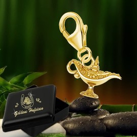 Goldene Hufeisen Mini Small Wish Lamp Wish Lamp Lobster Clasp Charm Pendant for Charm Bracelet Made of 925 Sterling Silver Gold-Plated, Sterling Silver Yellow Gold, No Gemstone