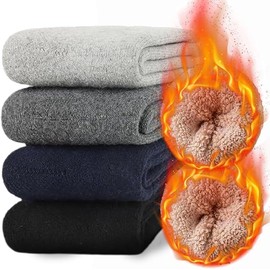 TBONEEY Calcetines Termicos Hombres, 5 Pares Gruesos Calcetines Invierno con Rizo Suave, Transpirables y Antisudor Calcetines Lana para Senderismo Running Esquiar Deportes, Talla 39-45