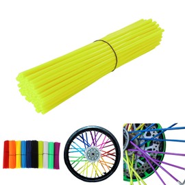 Bicycle Spoke Leather Spoke Covers Wheelchair Dustproof Wheel Rim Protection and Decoration Cuttable Colorful Bicycle Wheel Decorations-72Pcs (fluorescein)
