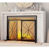 Fire Beauty Fireplace Screen with Magnetic Doors,Large Metal Fire Place