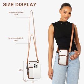 Bluome Small Crossbody Phone Purse for Women –PU Leather Crossbody Handbag Wallets Shoulder Travel Bag with Headphone Jack, Beige Brown