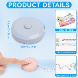 8 Pcs Measuring Tape Body, Fabric Measuring Tape for Body Measurement Dual Sided 60 Inch/1.5M, Soft Retractable Tailors Masuring Tape, for Sewing, Dessmakers,Clothing, for Measure Length, Chest, Waist