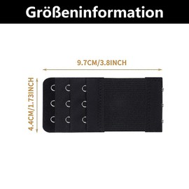 3 Pieces Bra Extender, Bra Extension 3 Hooks, Bra Closure Extension, Bra Extension, Comfortable and Stretchy, Set Suitable for Weight Gain, Pregnancy, Breastfeeding (Black), black