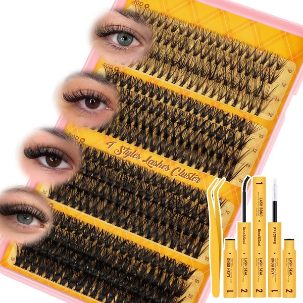 320PCS Lash Clusters 30+40+50+60D Lash Extension Kit Mixed Length 10-16mm