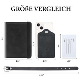 ILIYAH Passport Holder PU Leather RFID Blocking Passport Cover Travel Wallet Case with Card Slot & Elastic Strap Passport Covers, Black combination, Minimalist