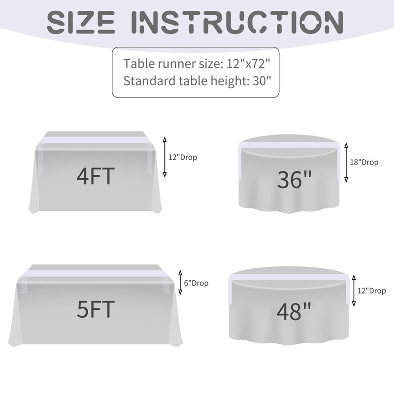 8 Pack Silver Table Runner 12 x 72 Inch Satin