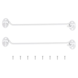 uxcell 2Pcs 10 Inch Hook and Eye Latch, Barn Door Lock Privacy Hardware Stainless Steel Gate Lock for Window Cabin Hooks Sliding Door Bedroom Bathroom, White