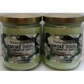 Smoke Odor Exterminator 13oz Jar Candle, Gardenia Delight Two Pack.