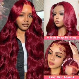 13x6 Lace Front Wigs Human Hair 28 Inch 99J Burgundy Wig 200 Density Body Wave Lace Front Wigs Human Hair Pre Plucked With Baby Hair 99J Human Hair Wigs For Women