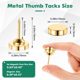 GOOLADA 50 Sets of Magnetic Flat Push Pins, Gold Magnetic Pins, Flat Thumb Tacks,Cute Push Pins for Wall,Gold Thumbtacks for Cork Board, Poster Hanger for Bulletin Board