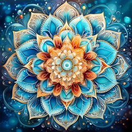 Reofrey DIY Diamond Art Kits for Adults Mandala Flower, Flower Full Drill Round Rhinestone Diamond Painting Kits, Cross Stitch Embroidery for Crafts (40x40 cm/ 16x16 inch)