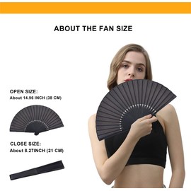 Amajiji Folding Hand Fans for Women, Foldable Chinese Japanese Vintage Bamboo Silk HandHeld Folding Fans for Dance, Performance, Decoration, Wedding, Party, Gift