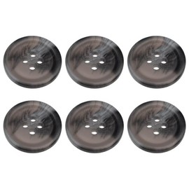 Pack of 6 Grey 20mm Round Faux Horn Sew On Plastic Buttons for Coats Jackets Cardigans Flat 4 Holes 32L