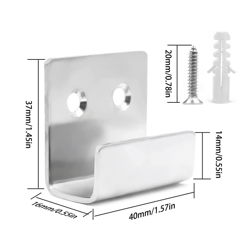 ZHIQIN 6 Pcs Silver Heavy Duty Hooks Ceramic Tile Brackets