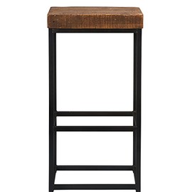 Kosas Home Reclaimed Pine & Iron Porter Barstool, Rustic Mahogany/Antiqued Bronze Iron