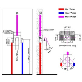 SKOWLL Shower Valves Wall Mount Single Function Shower Handle Valve Mixer, Bathroom Single Handle Shower Faucet Rough-In Valve Rough-in, Rose Gold Finsh