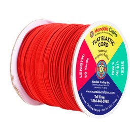 Mandala Crafts - Rollo de bandas elásticas rojas de 3 mm, 50 yardas para costura, cordón elástico plano de 1/8 – Correas elásticas trenzadas de 1 8 pulgadas para manualidades