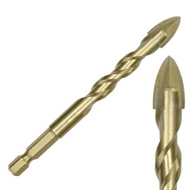 Draak 10mm Tile 4 Point Carbide Twist Spiral 1/4 Hex Shank Bit Glass Hard Tiles Drill Ground Tip