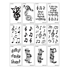 SanerLian Guitar Music Temporary Tattoo Sticker Watercolor Waterproof Adult Men Women Arm Shoulder Back Neck Body Art 10.5X6cm Set of 12 (SF280)