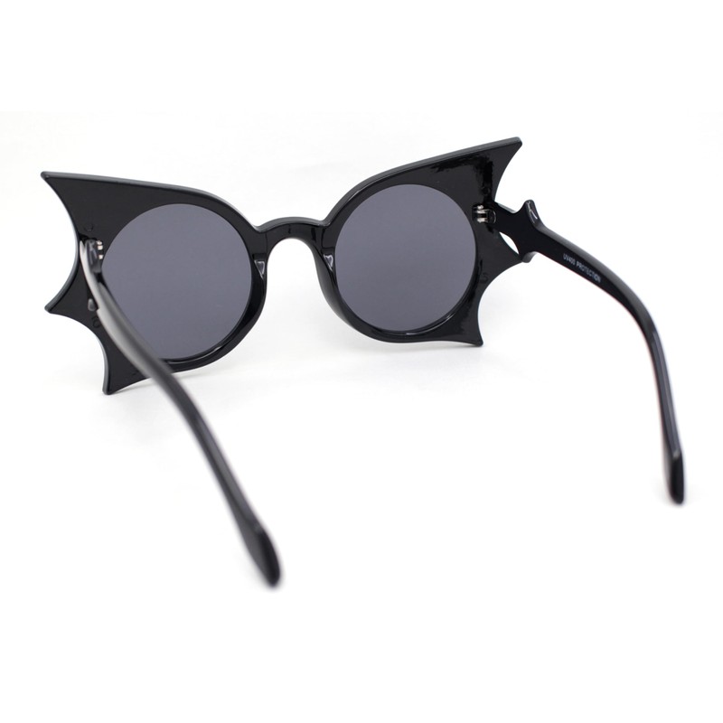Womens Exaggerated Bat Wing Shape Round Circle Lens Sunglasses All