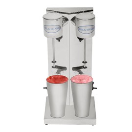 Double Head Drink Mixer, Stainless Steel Electric Milkshake Maker Kit 110V 180W Commercial Milkshake Maker Machine Ice Cream Maker Mixing Cup Drink Mixer for Fruits Vegetables Milk