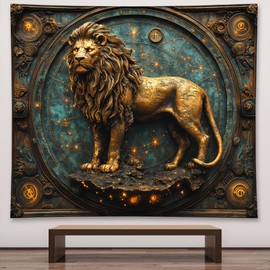 Liuzhouzai Vintage Zodiac Leo Tapestry Wall Hanging Astrology Home Decoration Aesthetics Suitable for Bedroom Living Room Dormitory Office Wall Decor 60x50 Inches