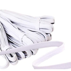 [6mm, 50m]Flat Elastic Band, SlickMart Braided Stretch Strap Cord Roll Heavy Stretch Elastic Band Round Ear Tie Earloop Strap for Sewing DIY Arts Crafting