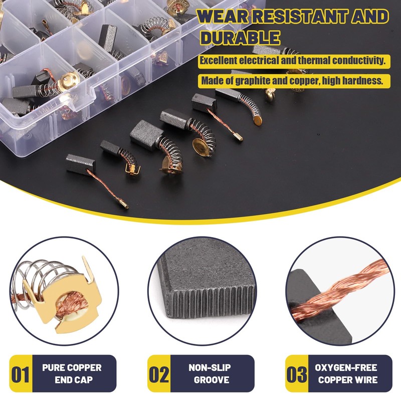 Mardatt 69Pcs 23 Sizes Electric Motor Carbon Brushes Replacement for
