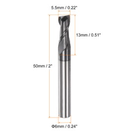 QUARKZMAN Square End Milling 5.5 mm x 13 mm Cutting 6 mm Shank Micro Grain Solid Carbide AlTiN Coated 2 Flute Cutter for Alloy High Carbon Steel Aluminium