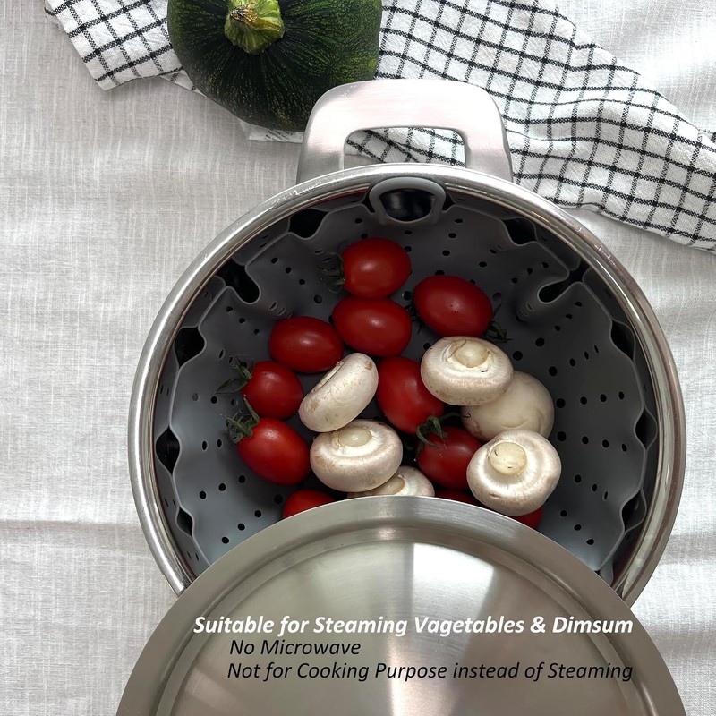  Silicone Steamer Basket 10' Size, Silicone Steamer Insert for