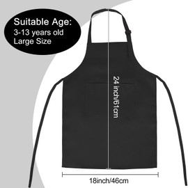 Bouiexye 10 Pack Kids Apron Adjustable Children Apron with 2 Pockets Children Chef Painting Aprons for Cooking Baking Painting Crafts Making (Black)
