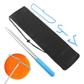 Kazheon Disc Golf Retriever Pole 16ft with Durable Stainless Steel Frame Hooks & Carry Bag, Extendable Golf Accessories Grabber to Retrieve Discs in Water, Trees, Bushes(Color:As Shown)