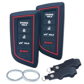 RUNZUIE 2Pcs Silicone Smart Remote Key Fob for 2022 2023 2024 Acura RDX MDX Integra A-spec w/Tech CVT Key Fob Cover 5 Buttons (Black)