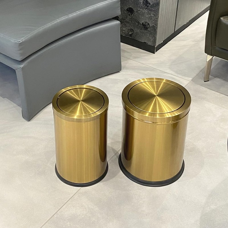 LEASYLIFE 15L/4GAL Gold Bathroom Trash Can, Small Waste Basket with
