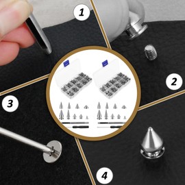 718Pcs Punk Spikes and Studs Kit Zinc Alloy Silver Cone Spike and Stud Rivet Kit 8 Size Metal Leather Tree Spike Assortment Tool for Clothing Jacket Shoes Wallet..(Silver,718pcs)