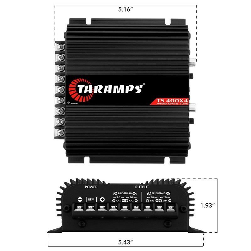 Taramps TS 400x4 Black Car Audio Amplifier - 400W RMS