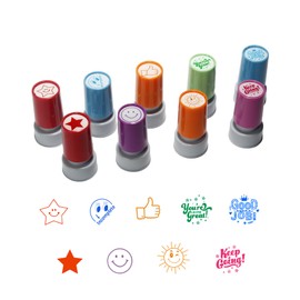 YQBOOM Pack of 9 Sorted Teacher Stamp Self-Inking Rubber Stamps Teacher Comments Photosensitive Stamps Behavior Stamps for Education Review