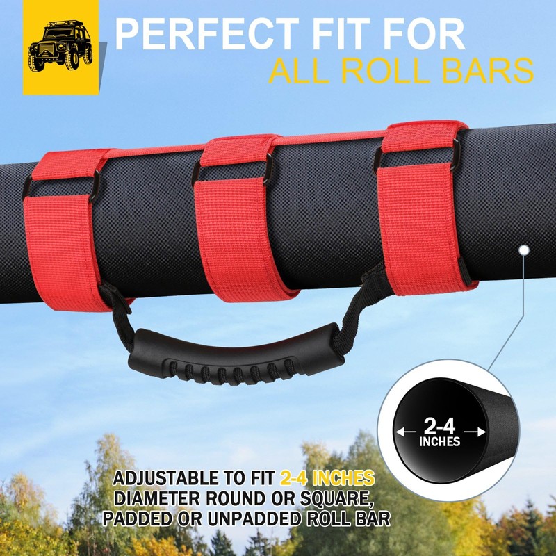 moveland Grab Handles Compatible with Jeep Wrangler Roll Bars (2