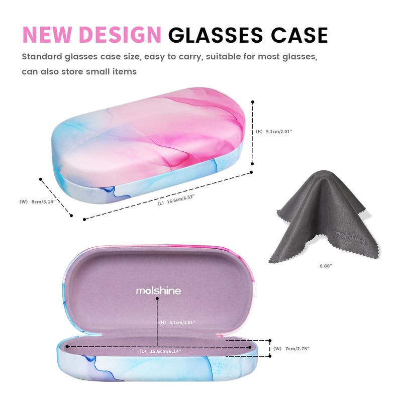 molshine Hard Sunglasses Case, Classic, Colourful and Large Hard Case