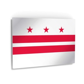 Smile Art Design Washington DC State Flag Glossy Metal Wall Art Metal Print State Capital of The USA Flag US State Flag Living Room Office Wall Decor Home Decor-%100 Made in The USA- 8x12