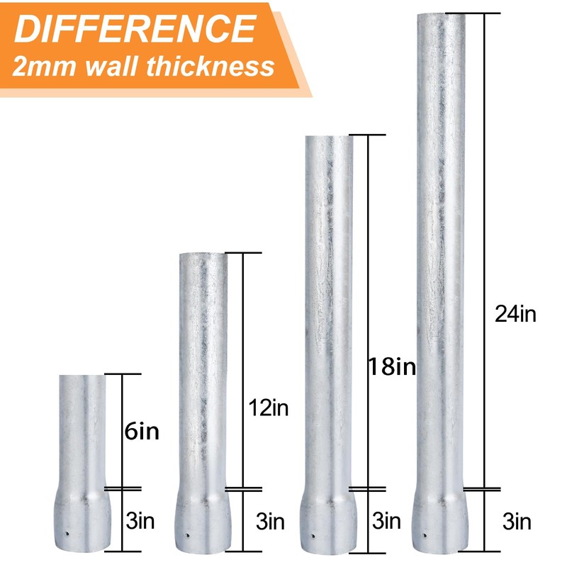 Fence Post Extender 2-3/8" OD 6" Height Heavy Duty Hot-Dip