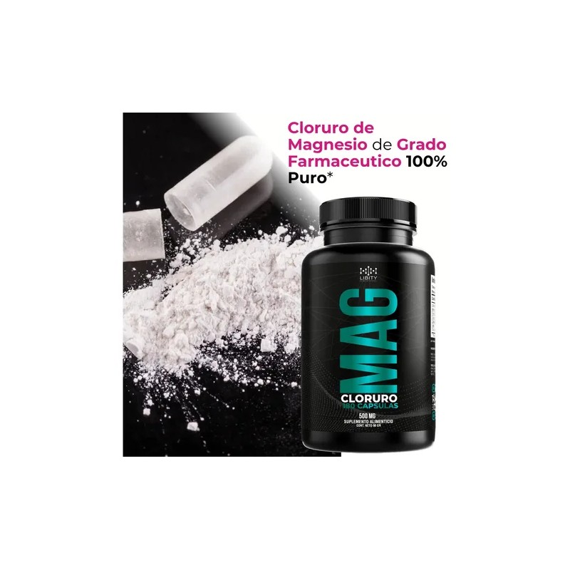 Cloruro Magnesio 100 Puro 180 Capsulas 500mg Potente Formulacion Grado