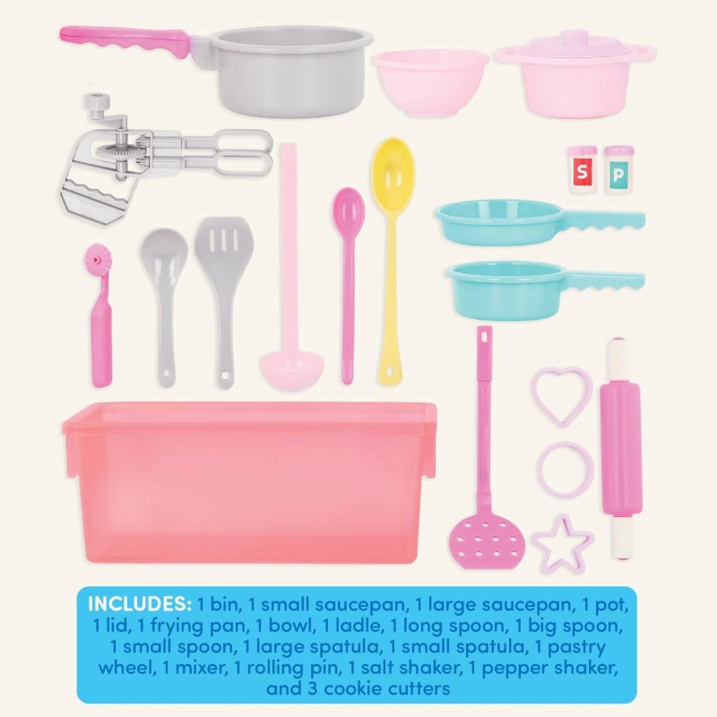 Battat 21 Piece Multicolor Pretend Play Cooking Set for Kids