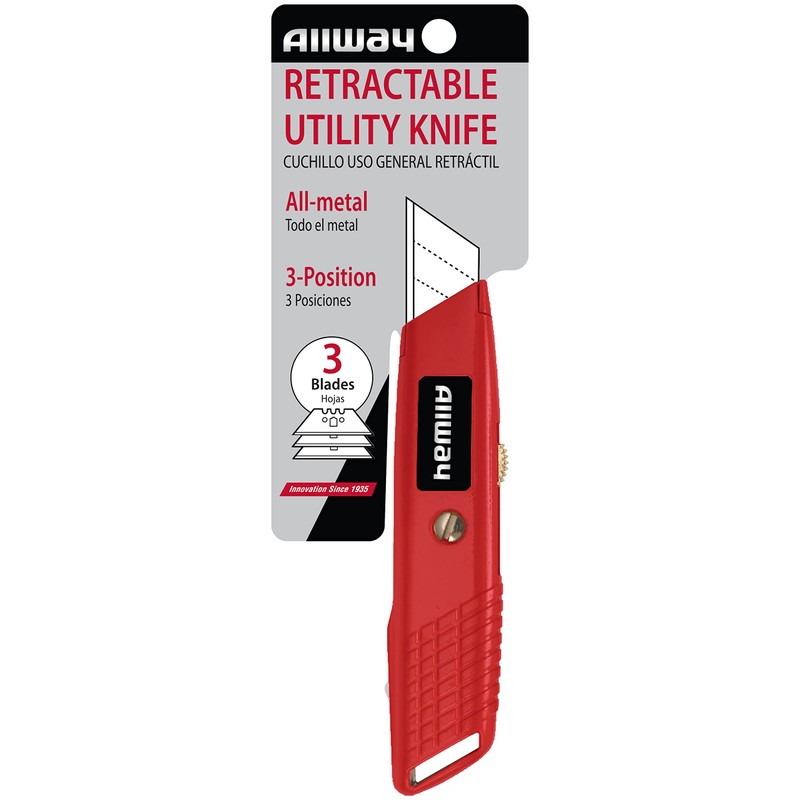 ALLWAY SLK Retractable Utility Knife with Steel Slider and 3