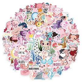 100Pcs Axolotl Stickers, Cute Reptiles Stickers, Vinyl Waterproof Stickers Pack Decals or Laptop Water Bottles Bike Skateboard Luggage Computer, DIY Decoration for Kids Girls Teens