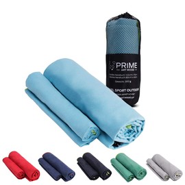 Prime Art Wood® Microfibre Hand Towels Set of 2 (70 x 140 cm and 40 x 80 cm) Quick-Dry, Extremely Absorbent, Ultralight Travel Towel Set with Bag - Ideal for Outdoor, Travel, Camping, turquoise, 80x40cm