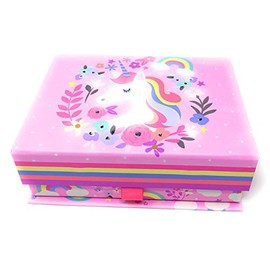 Clementine Rainbows, Flowers, Pink Unicorn Safe Keep Box | 8 X 6 X 3 in