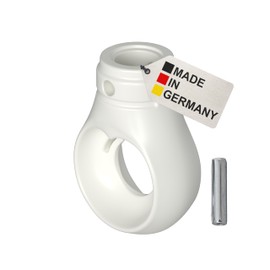 BAUHELD Awning Eyelet 12 mm Plastic [Made in Germany] - Bracket for Awning Crank with Ball Hook - Crank Eye in Traffic White - RAL9016 - With Clamping Pin - Pin Width 4 mm - Height 52.5 mm
