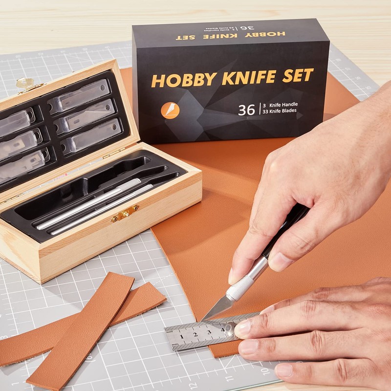 Headley Tools Precision Craft Hobby Knife Set (38pcs) with Wooden